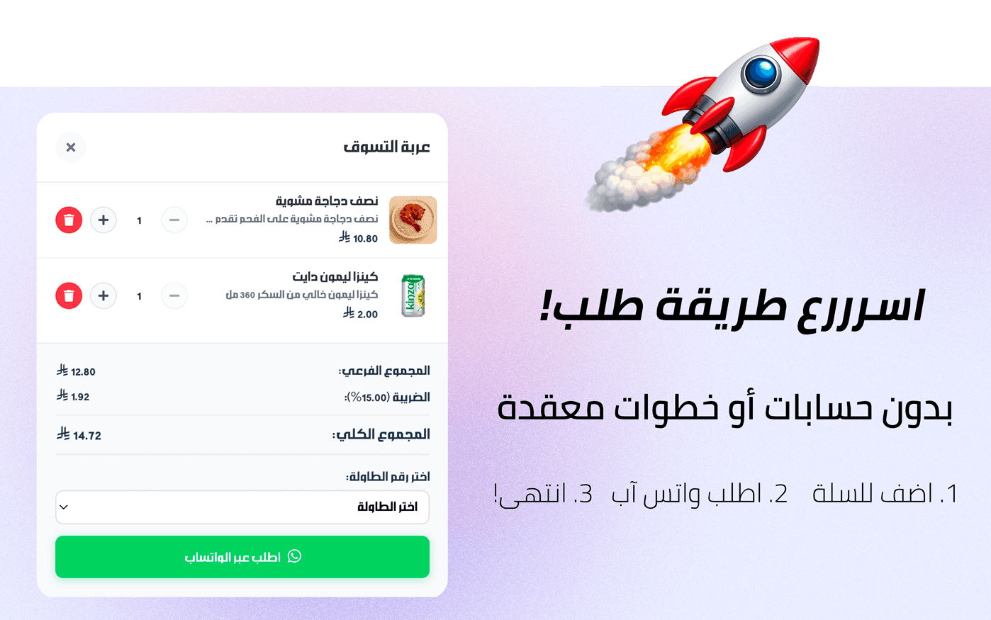 طريقة الطلب عبر واتساب من المنيو الإلكتروني